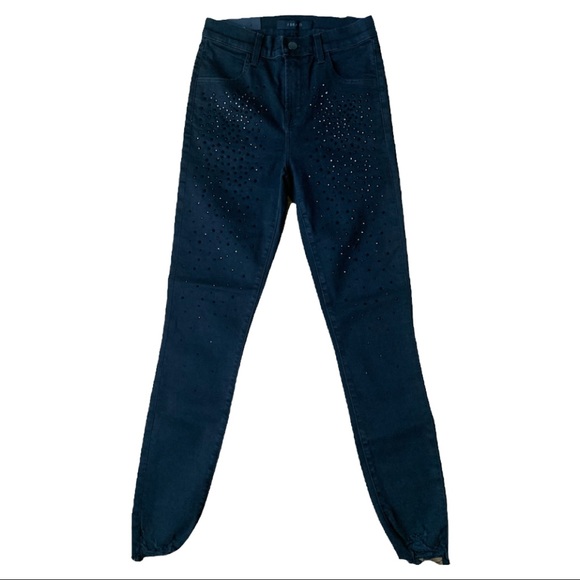 J brand Alana Black Adorned High Rise Cropped Skinny - Picture 3 of 15